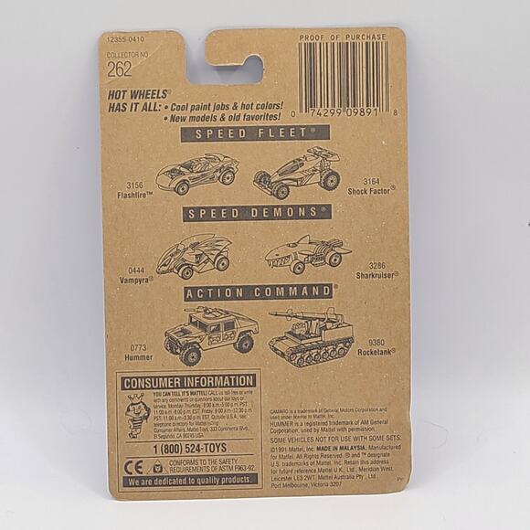 1992 262 Camaro white tampo UH Blue card Variation new - Picture 5 of 5